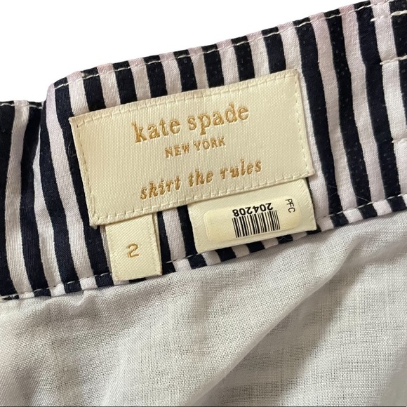 KATE SPADE LAWSON BLUE STRIPED AND EMBROIDERED SKIRT - Picture 5 of 8
